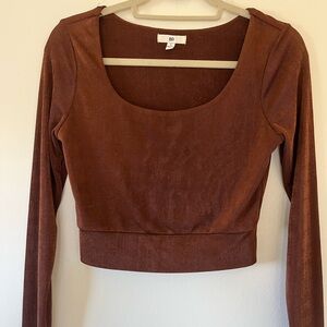 Women's square neck brown Crop Top